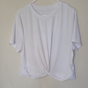 White Twist-Front Short Sleeve Women’s Top